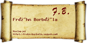 Frühn Borbála névjegykártya